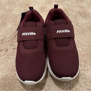 FitVille Women's Slip-On Athletic Sneakers in Maroon